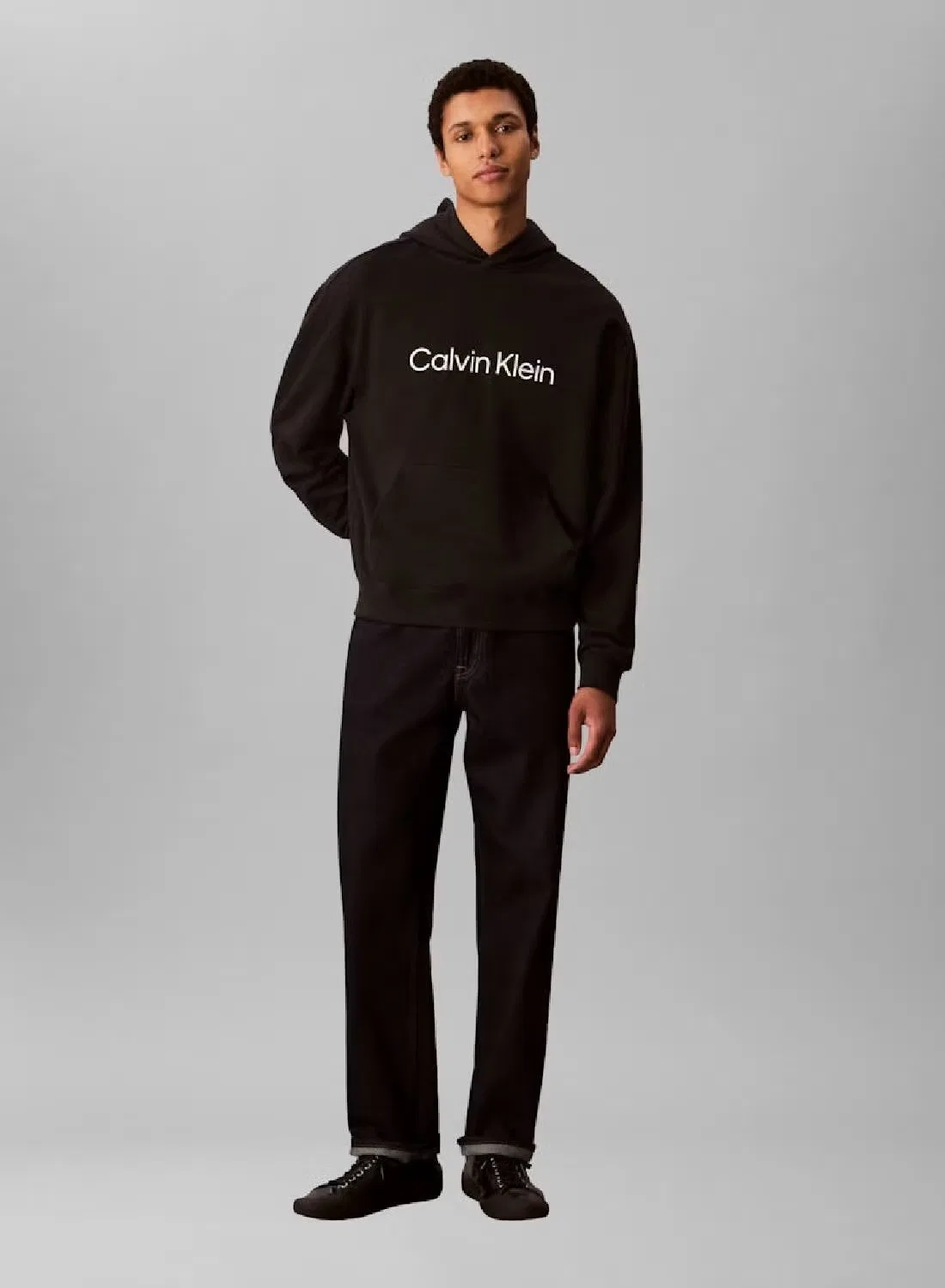 Свитшот с капюшоном на молнии French terry Calvin Klein, черный — фото 2