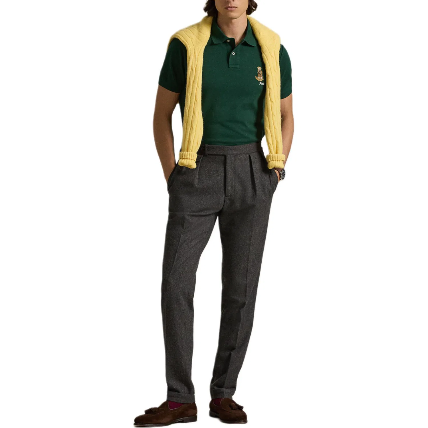 Мужская футболка-поло с вышивкой собаки Polo Ralph Lauren, Green — фото 3