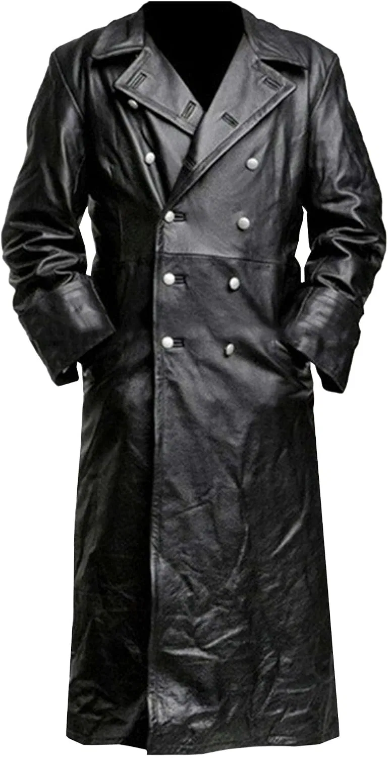 Мужское кожаное пальто с воротником, Vintage Bomber, чёрный