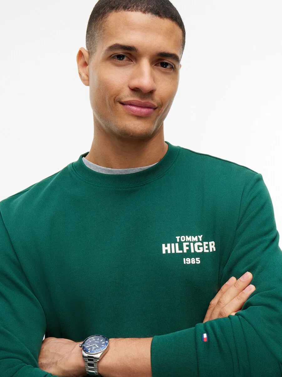 Толстовка TOMMY HILFIGER '1985' изумрудного цвета — фото 3