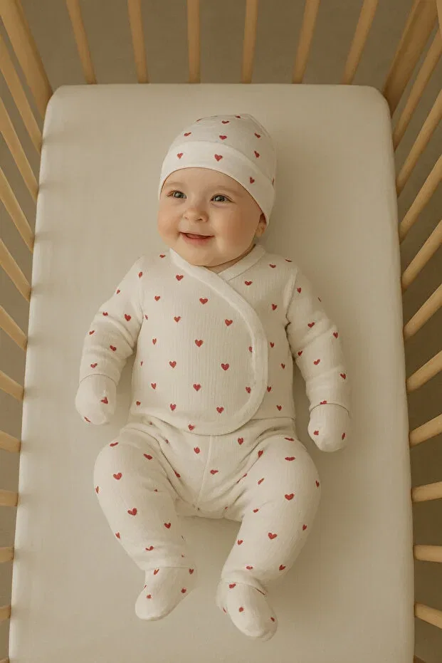 Детский комплект из 3 предметов для новорожденных Anne Dokunuşu Gibi Kuzum Bebe, Red3heart — фото 3