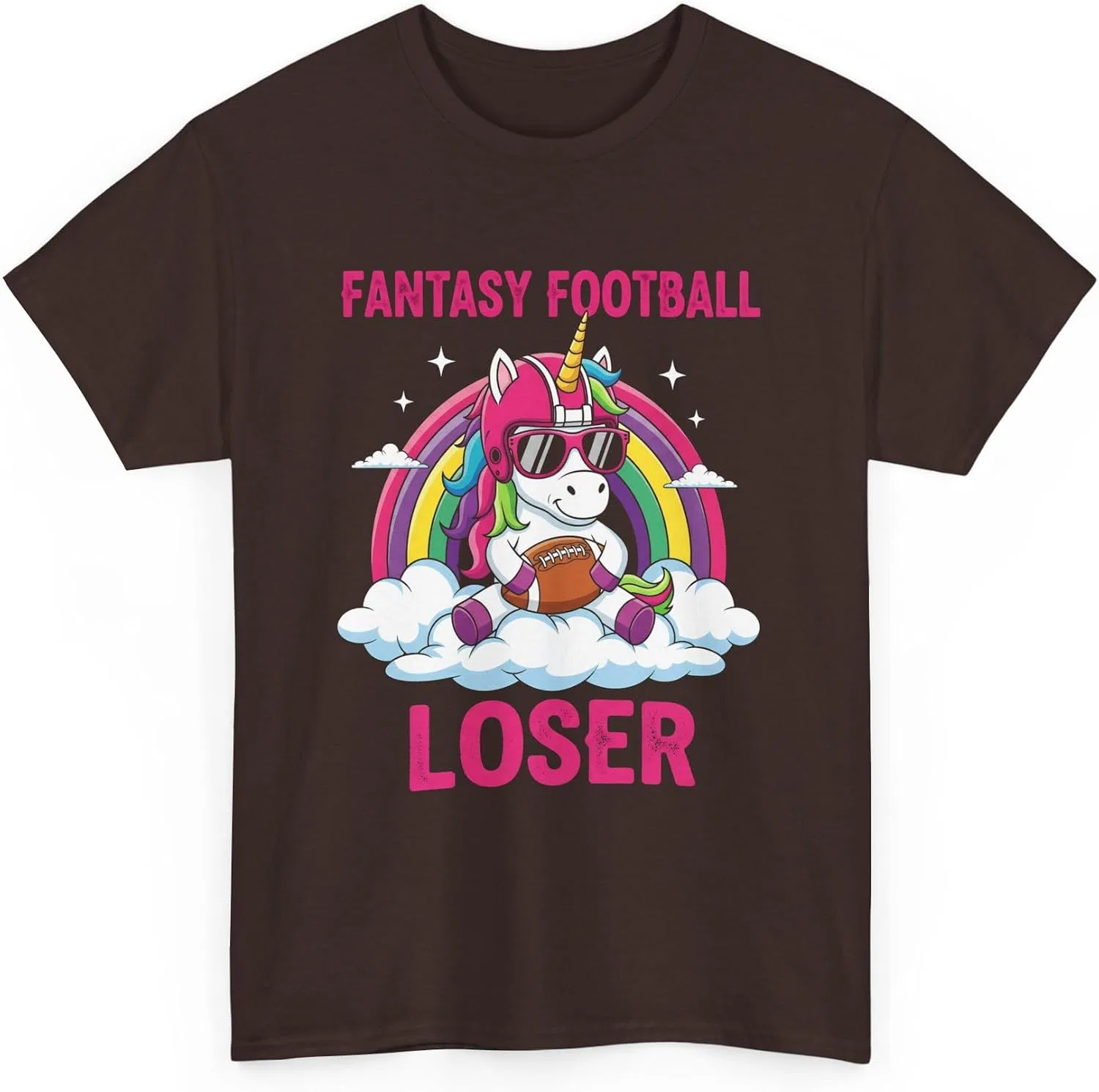 Мужская футболка с принтом Fantasy Football Loser, тёмно-шоколадный