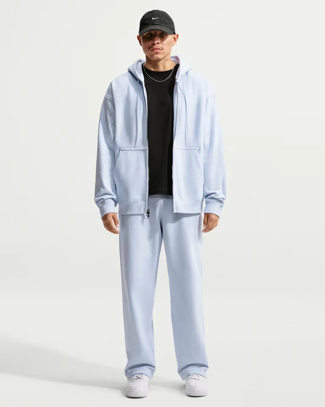 Мужская флисовая толстовка на молнии Nike Solo Swoosh, Football Grey/Football Grey/White — фото 4