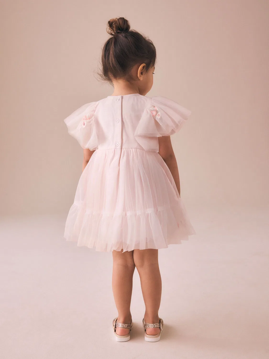 Платье для особых случаев из сетки с вышивкой Next, Pastel Pink — фото 3