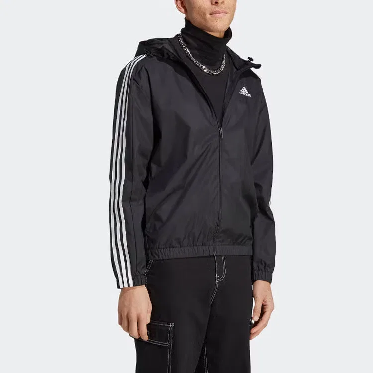 Ветровка с длинным рукавом Essentials 3-Stripes Adidas, черный — фото 4