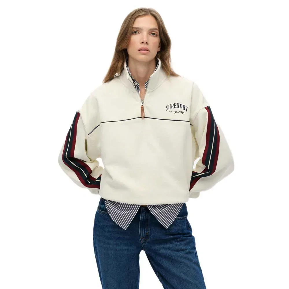 Свитер с полузастежкой Superdry Country Club Tape Superdry, бежевый