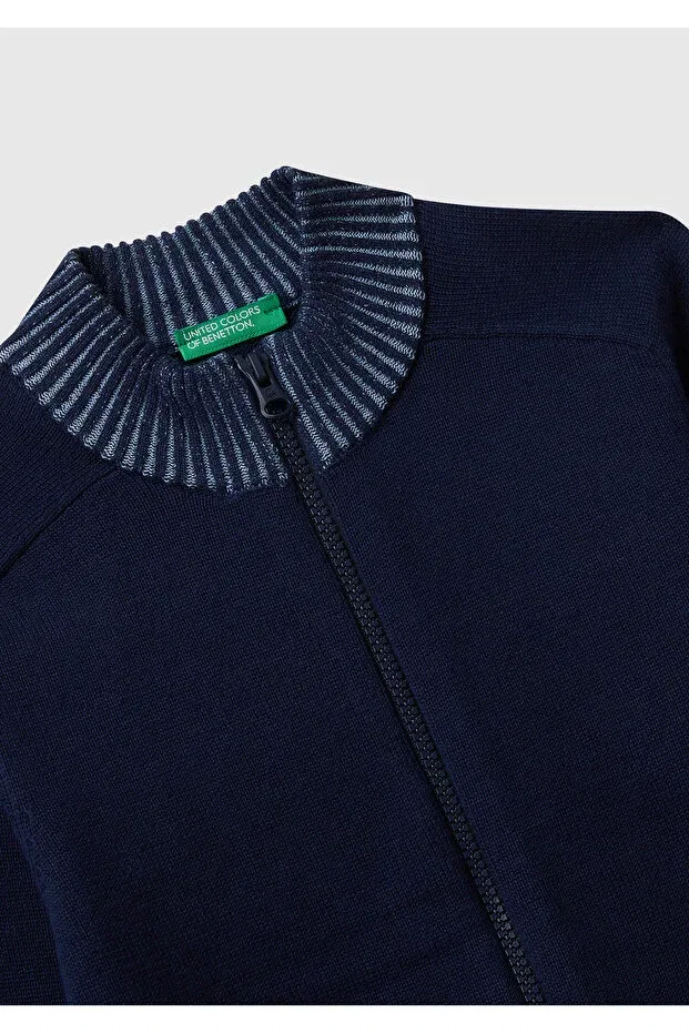 Детский кардиган на молнии с длинным рукавом United Colors Of Benetton, Navy Blue — фото 3