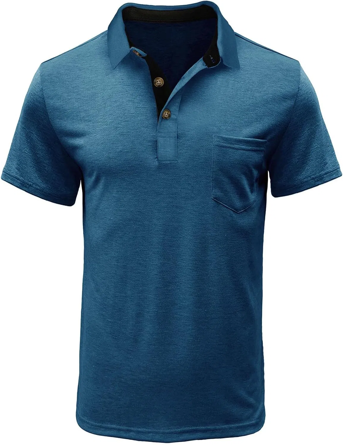 Мужская хлопковая футболка-поло Henley, Blue