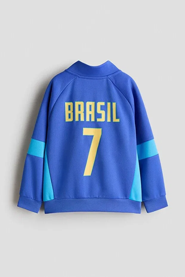 Детское худи с длинным рукавом H&M, Bright Blue/Brazil — фото 3
