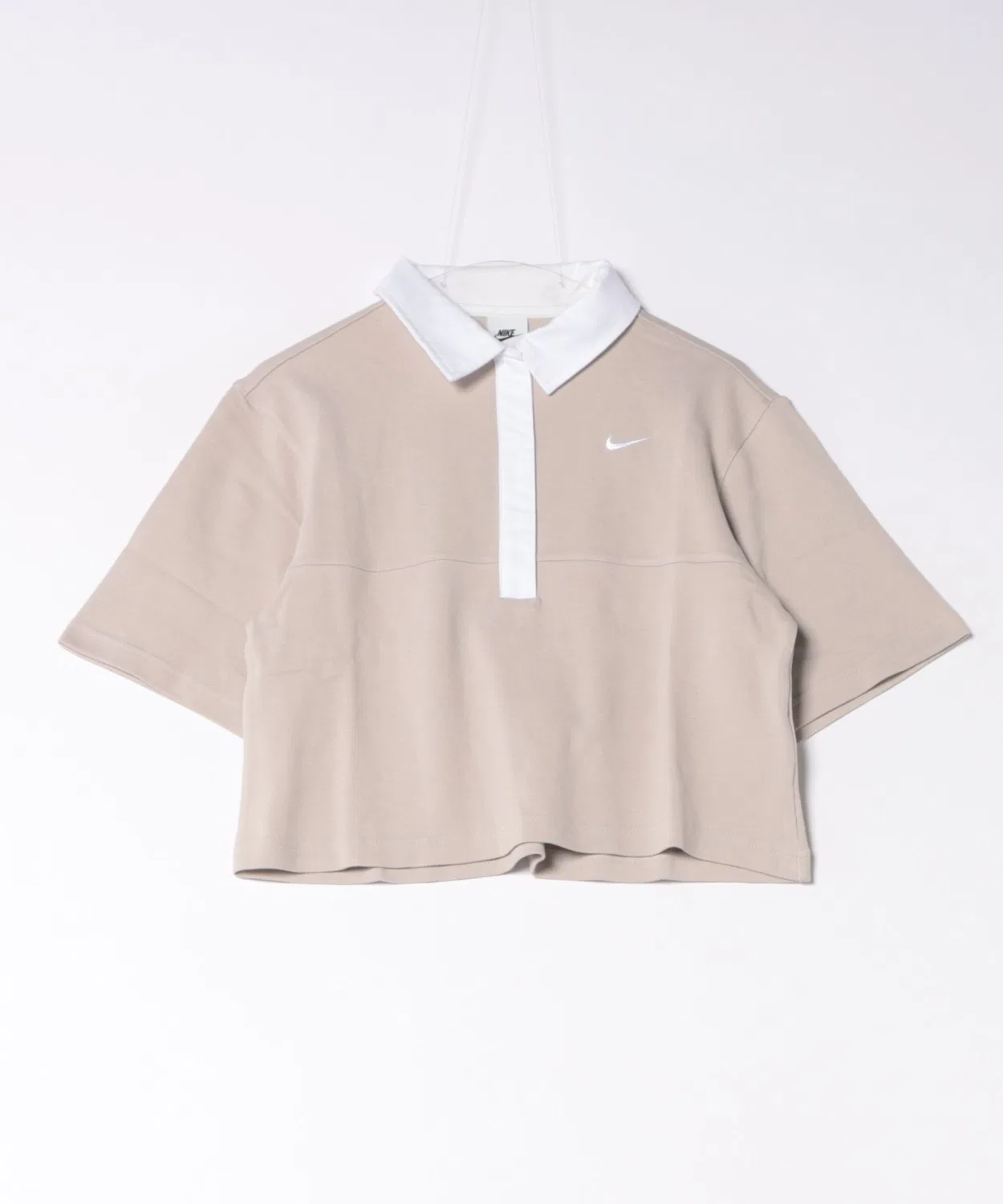 Женское поло с коротким рукавом, свободного кроя NIKE, CRM II/White