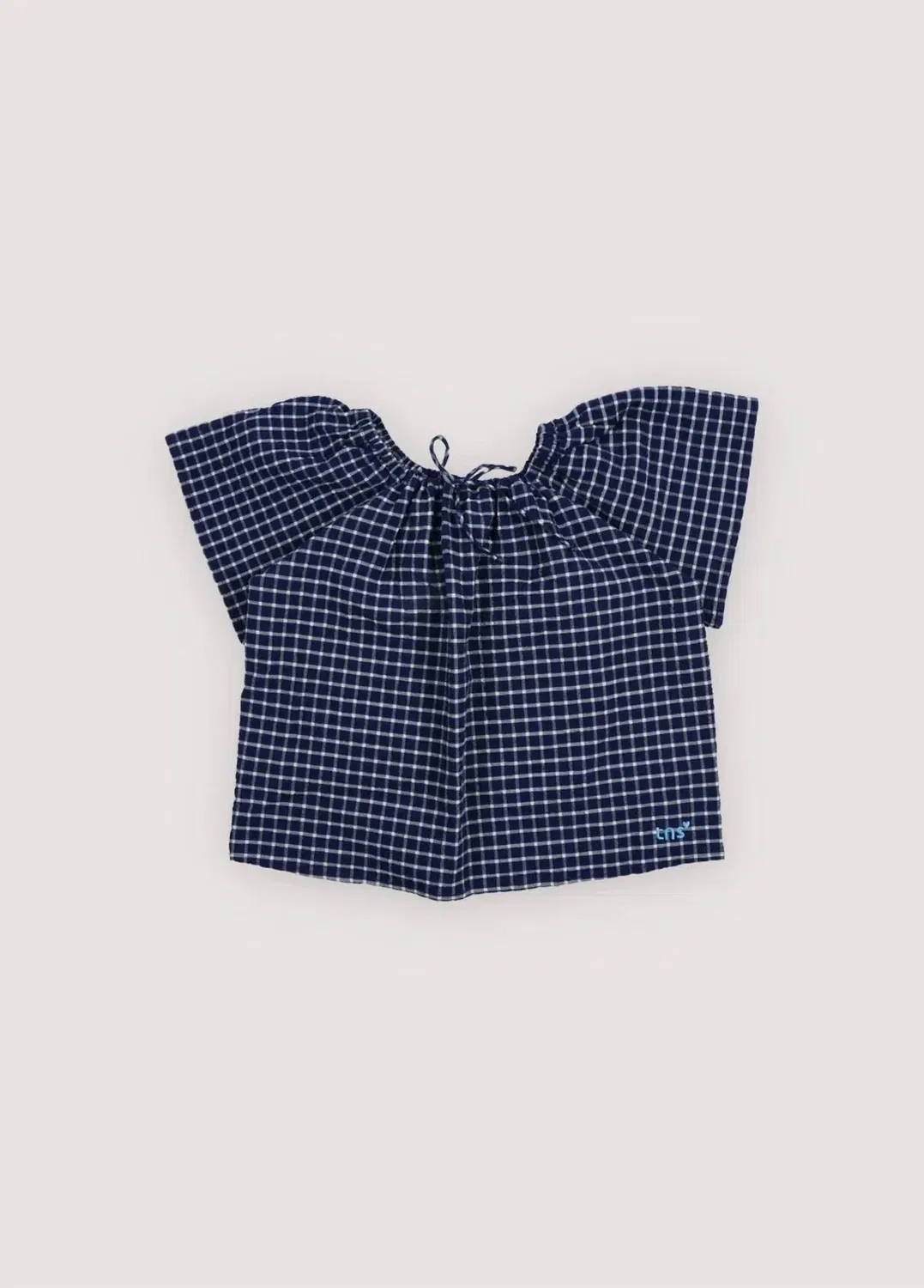 Детская блузка для девочек с коротким рукавом Jasmine Blouse The New Society, Summer Midnight Checks — фото 2