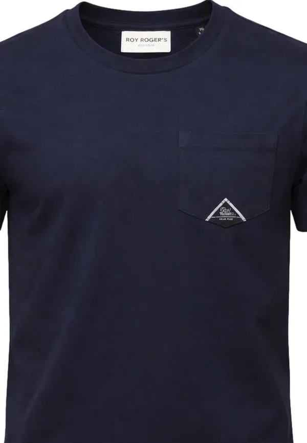 Футболка хлопковая Basic t-shirt Roy Rogers, dark blue, темно-синий — фото 3