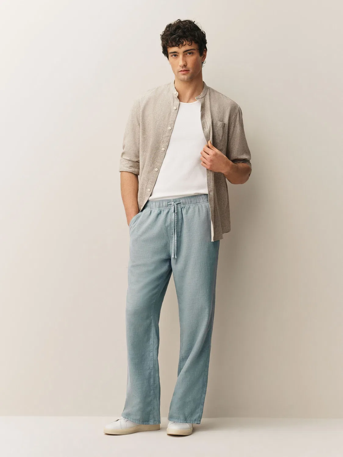 Брюки свободного кроя из хлопка, Light Blue Next — фото 2