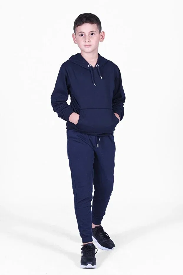 Детский комплект спортивного костюма для мальчиков с принтом Fyk Kids, Navy-Grey-Black — фото 4