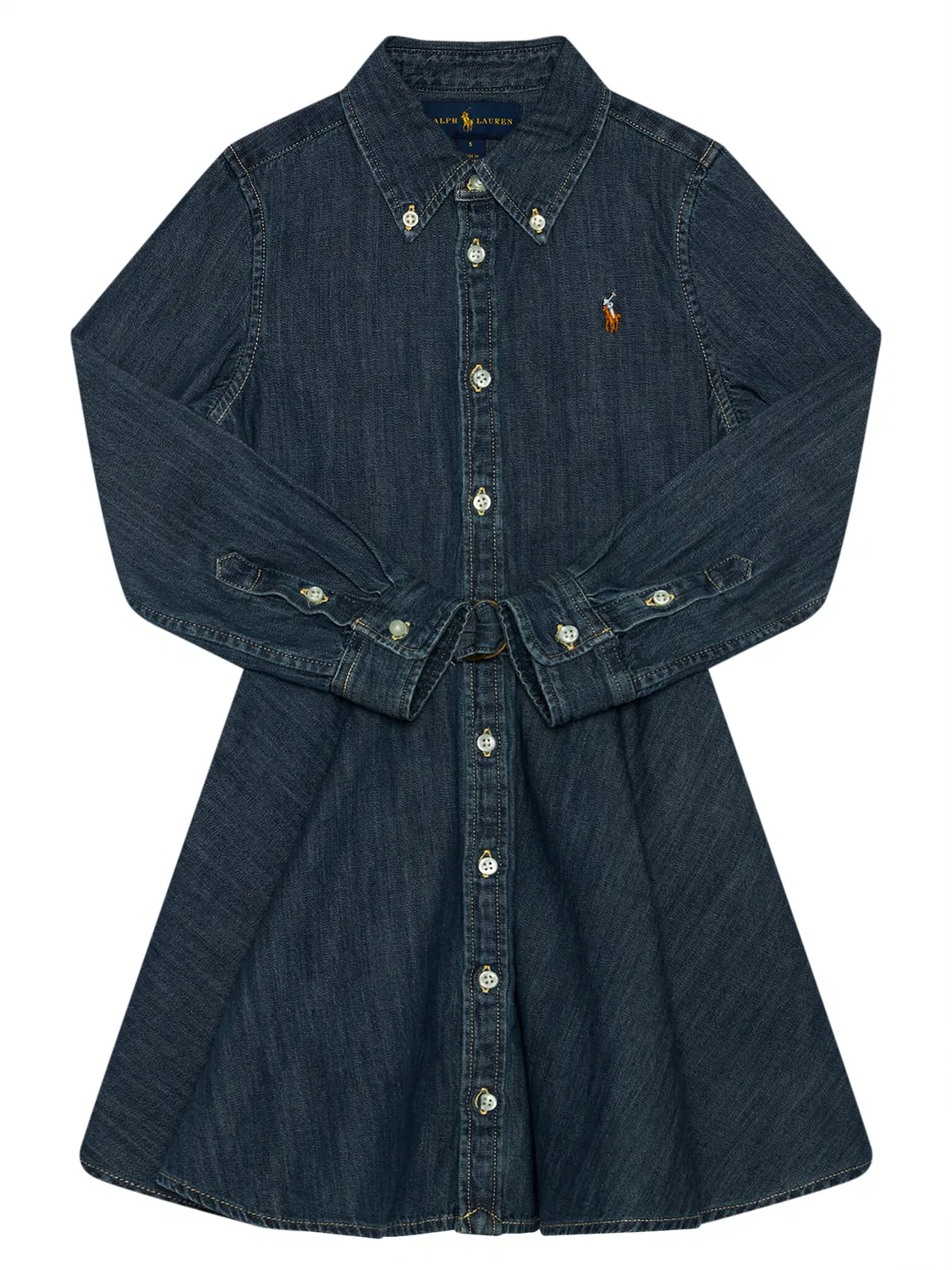 Повседневное платье стандартного кроя для девочки Denim Shirtd Polo Ralph Lauren, темно-синий — фото 3