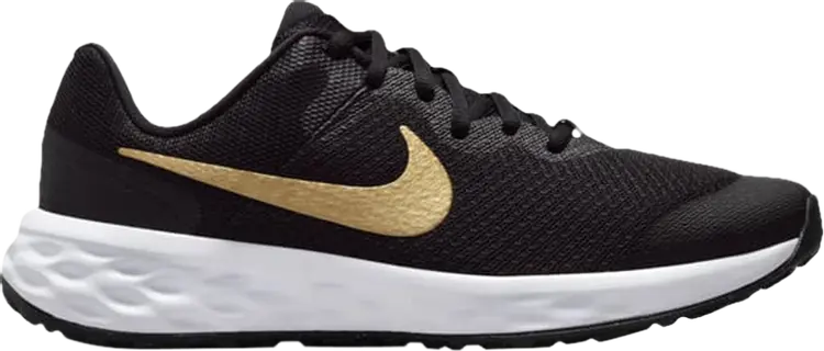 

Кроссовки Nike Revolution 6 GS 'Black Metallic Gold', черный