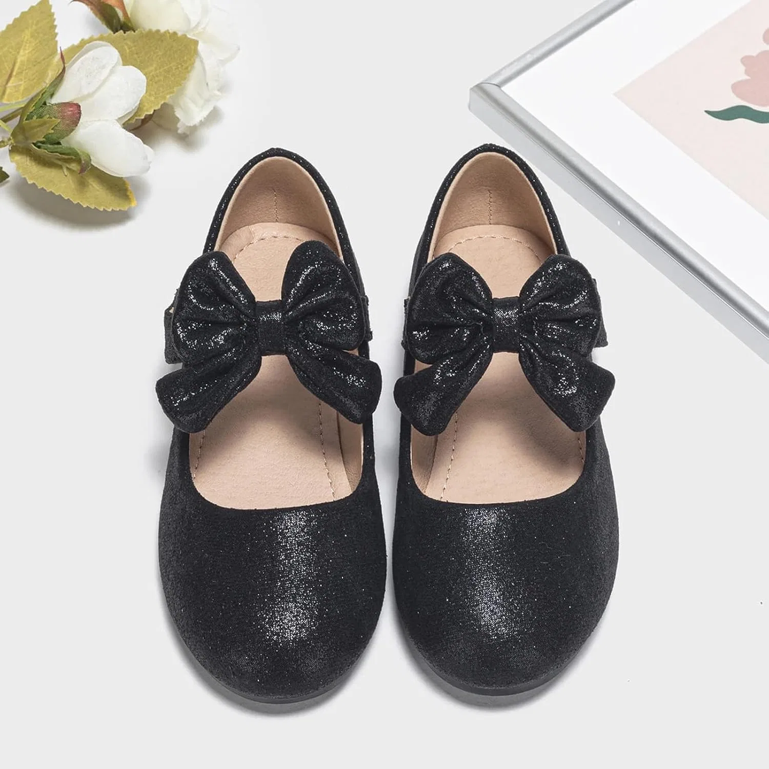 Детские балетки для девочек с бантом Mary Jane Shoes Ballet Bow, Black — фото 3