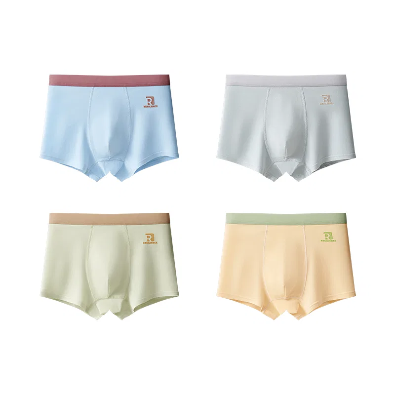 Детские боксерские трусы из хлопка 4-комплект Red bean, Light Blue Light Grey Light Green Light Yellow