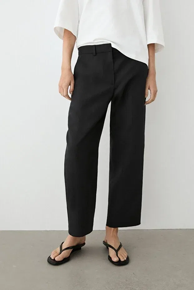 Женские узкие брюки из лиоцелла Massimo Dutti, Black — фото 2