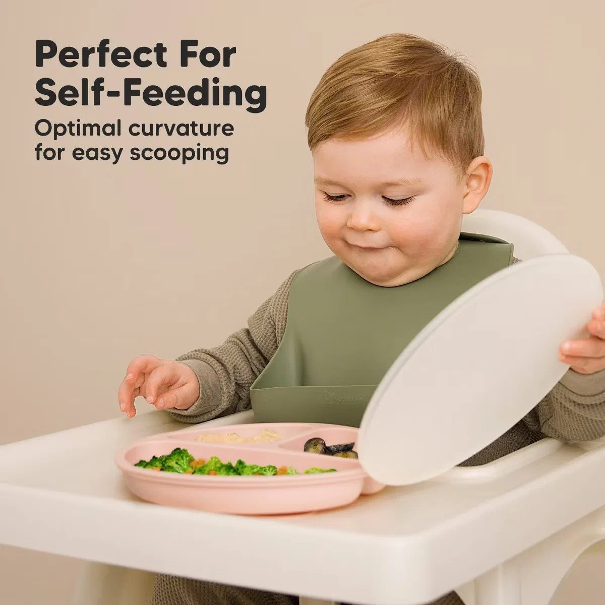 Детские тарелки с крышками 20 см силиконовые комплект из 3 предметов Prep Suction KeaBabies, Mellow — фото 4
