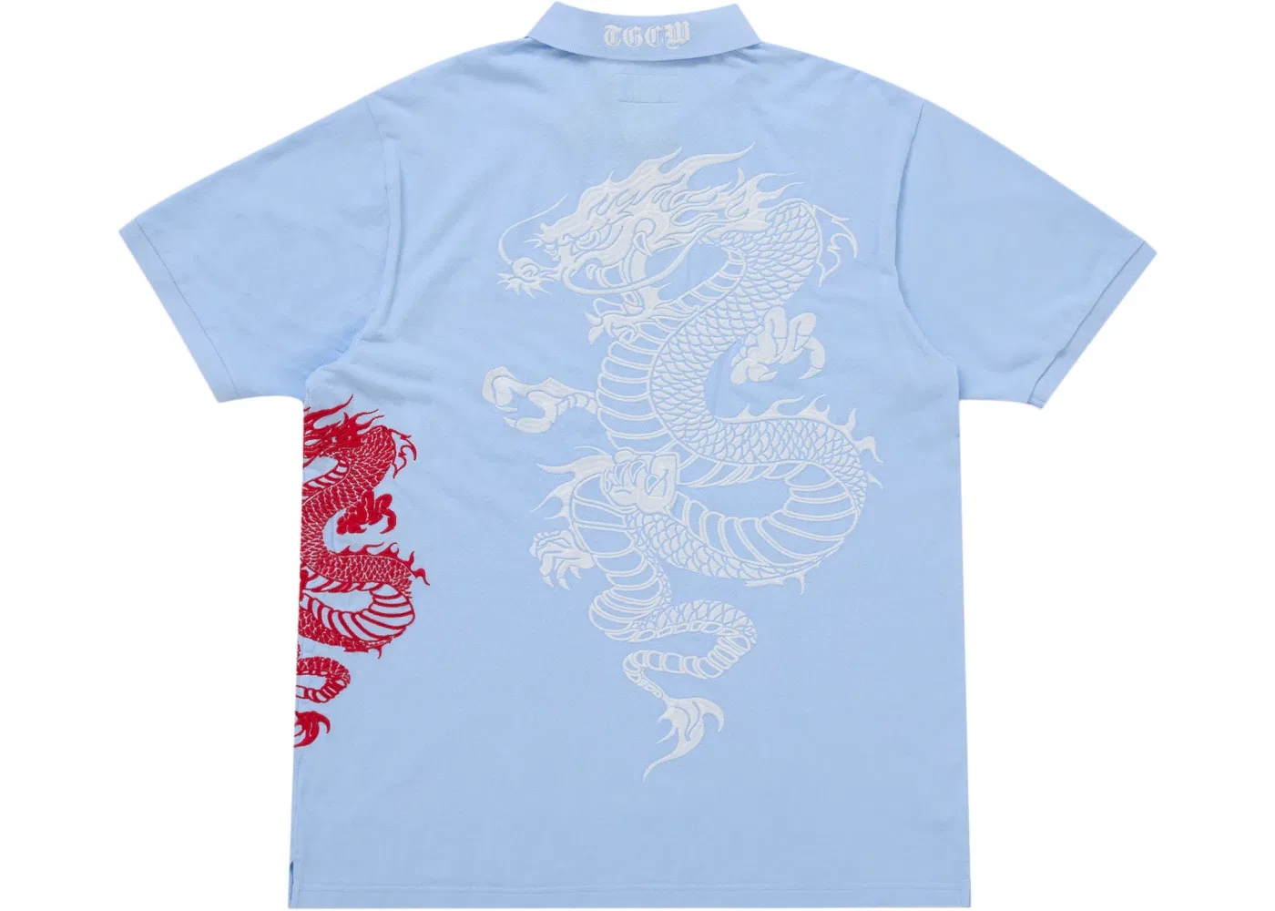 Мужское поло с принтом Supreme The Great China Wall Dragon, Light Blue — фото 2