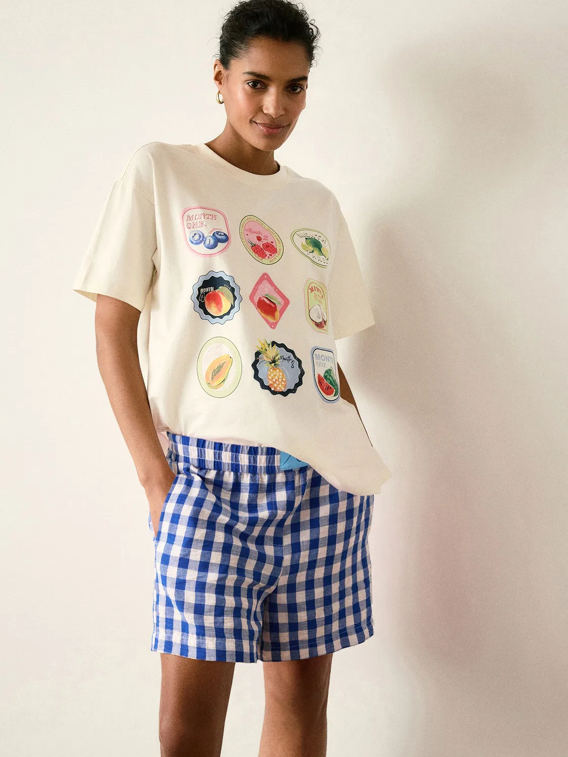 Шорты-боксеры для беременных, клетка, Blue Gingham Next, Blue Gingham — фото 2