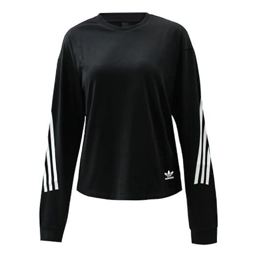 

Футболка fw21 рукав полосатый круглый вырез длинный рукав Adidas, черный