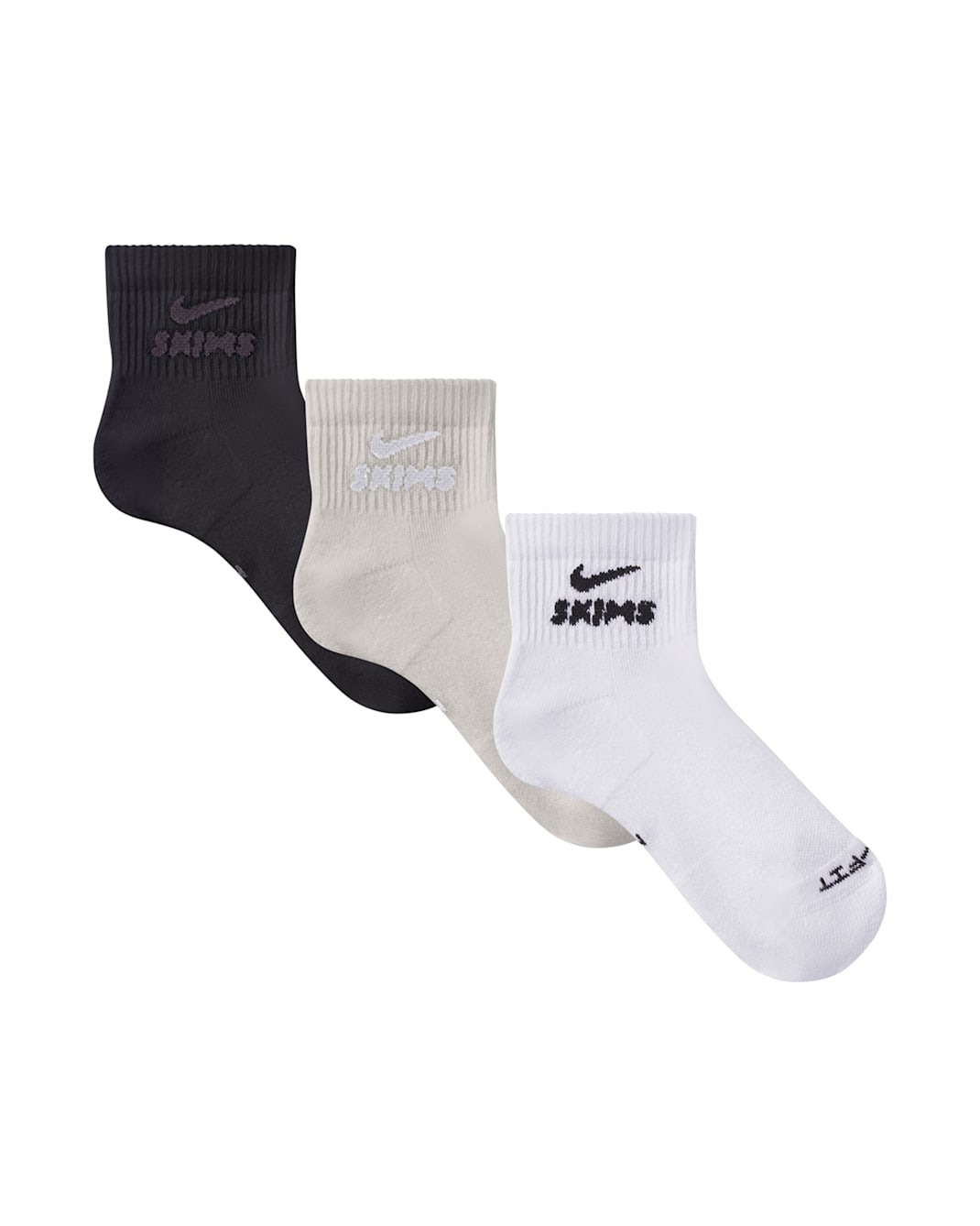 

Носки Nike x SKIMS Women's Dri-FIT Quarter, 3 штуки, белый/серый/черный, Разноцветный, Носки Nike x SKIMS Women's Dri-FIT Quarter, 3 штуки, белый/серый/черный