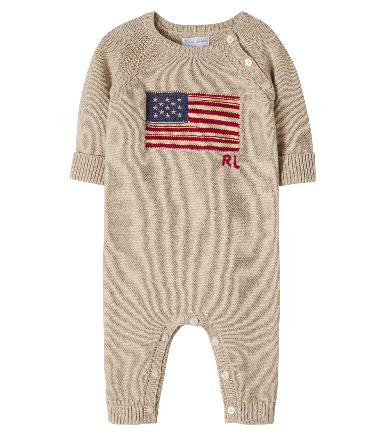 Боди хлопковое с интарсией Polo Ralph Lauren Kids, бежевый