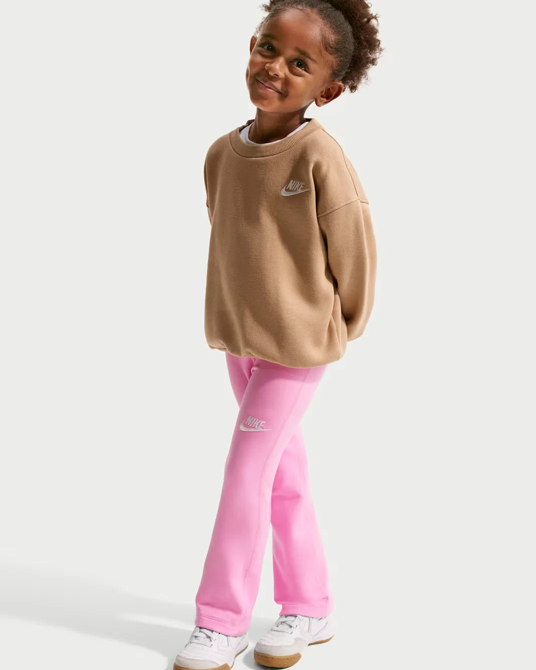Детские леггинсы-клеш Dri-FIT Nike, Pink Rise/White — фото 4