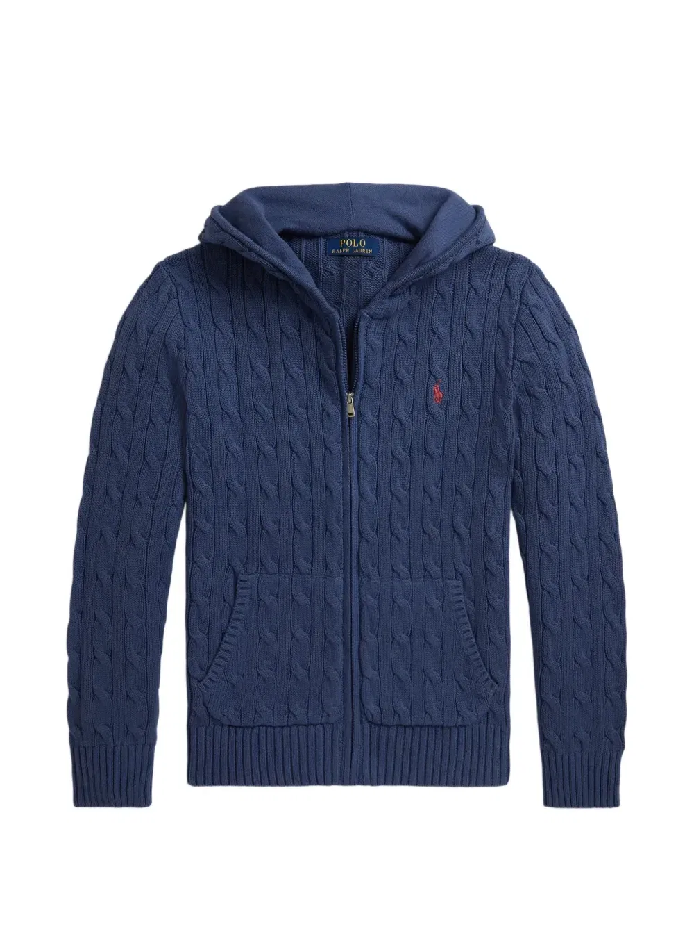 Худи на молнии с косами Polo Ralph Lauren Kids, синий