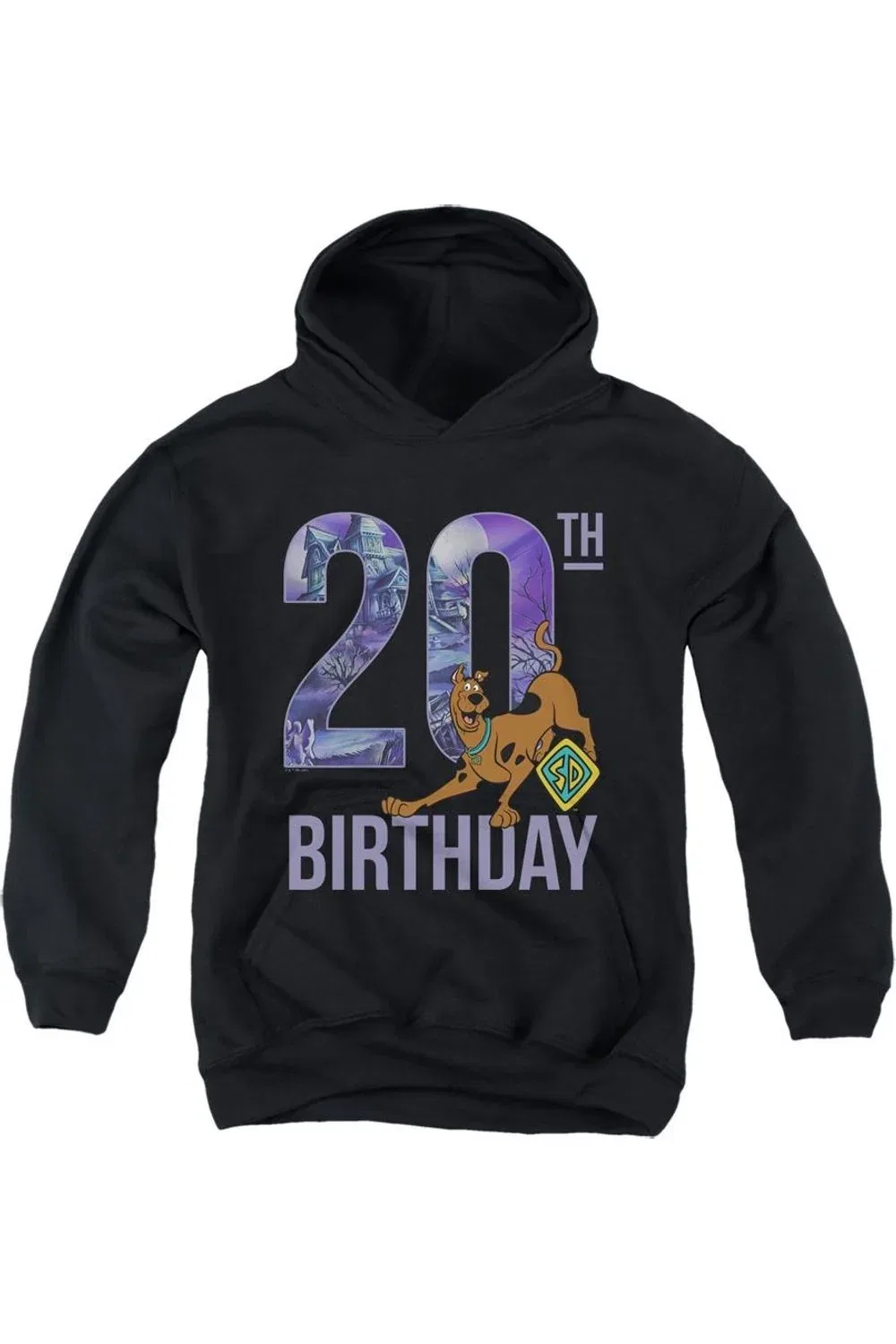Детское худи с капюшоном с принтом Scooby Doo Birthday Gildan, черный
