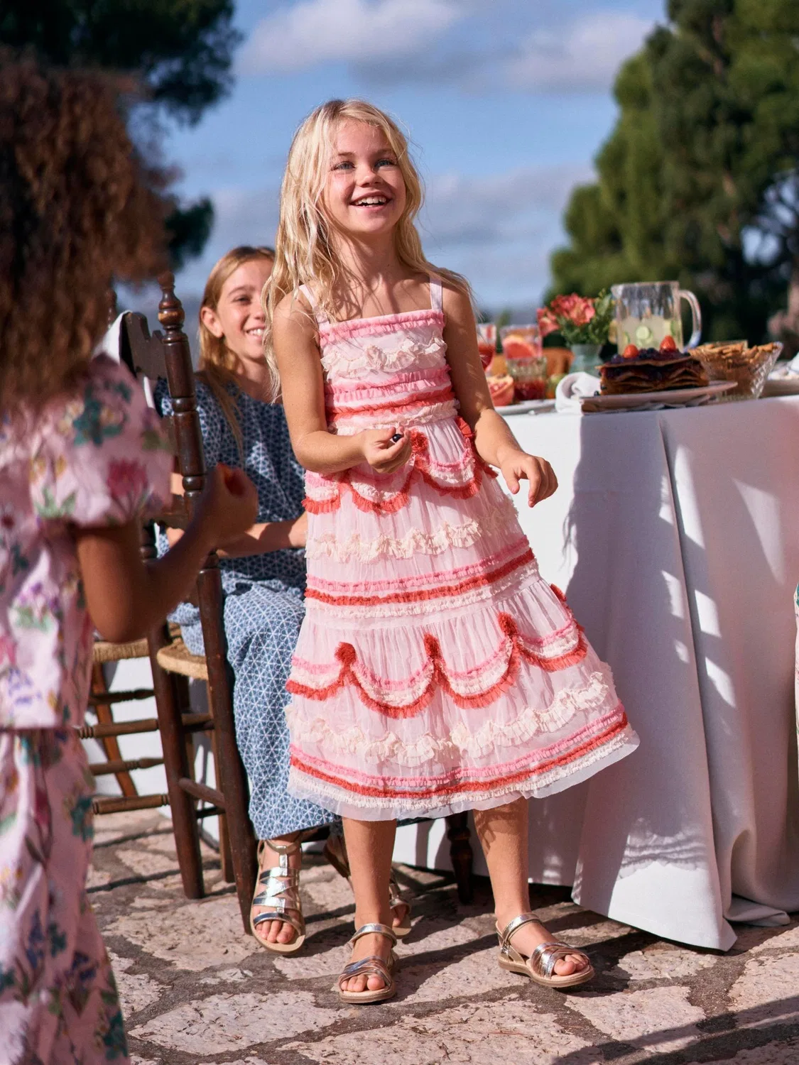Платье многослойное из фатина Boden Pink