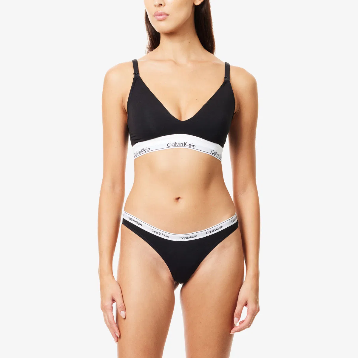 Бралетт из хлопка и модала с треугольным узором для беременных Calvin Klein, черный — фото 2