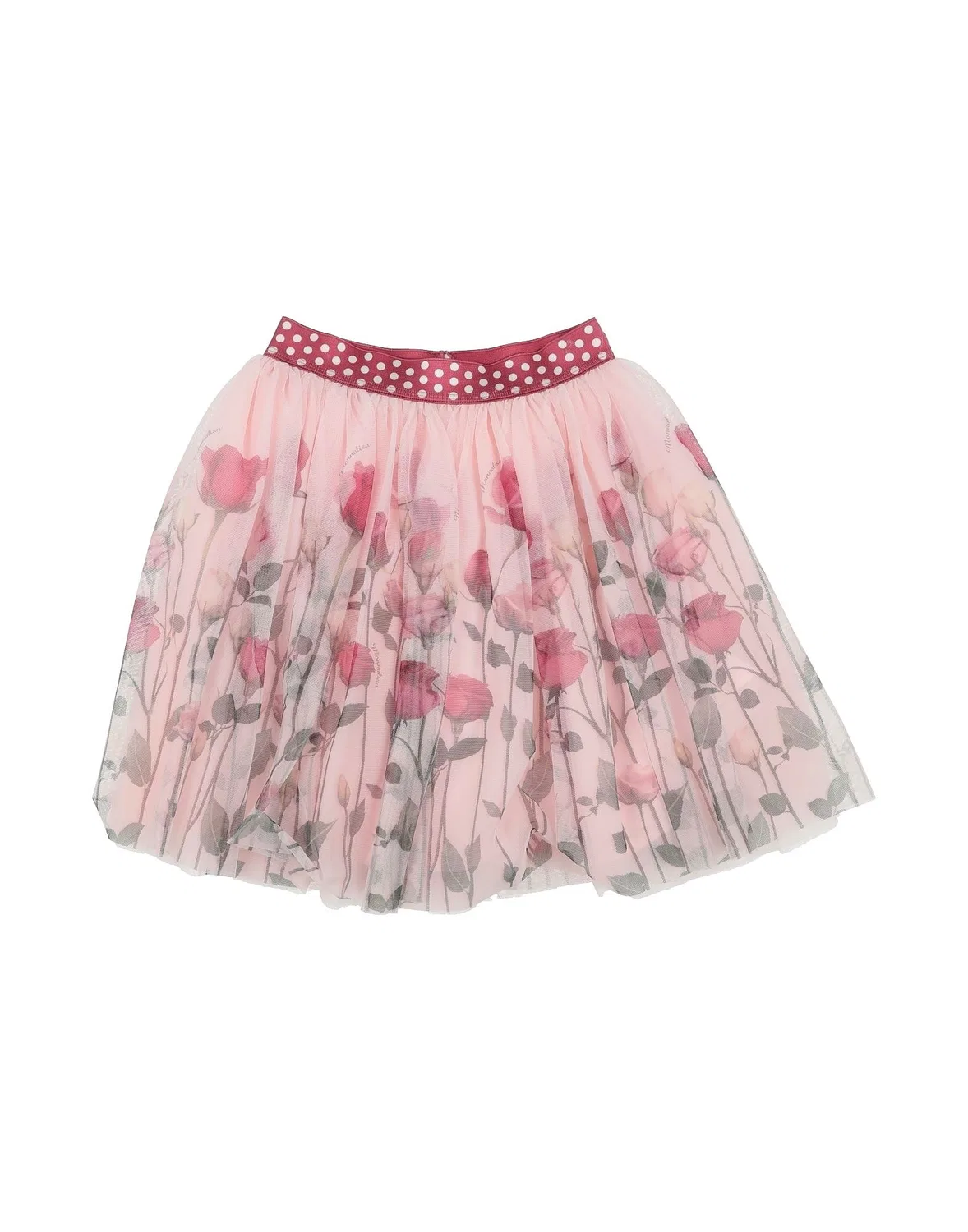 Детская юбка из фатина с цветочным принтом Monnalisa, Light Pink