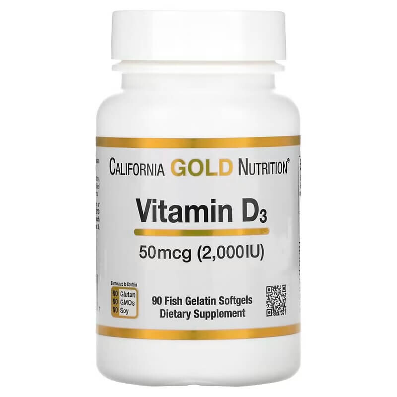 

Витамин D3 California Gold Nutrition 50 мкг 2000 МЕ, 90 капсул