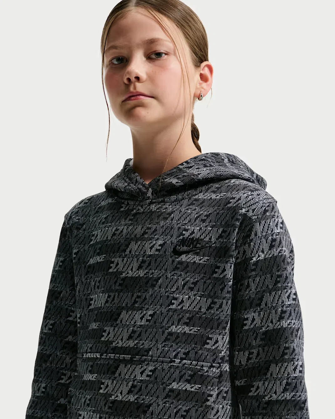 Толстовка с капюшоном для детей постарше Nike Sportswear Club Fleece, Black/Black/Black — фото 2