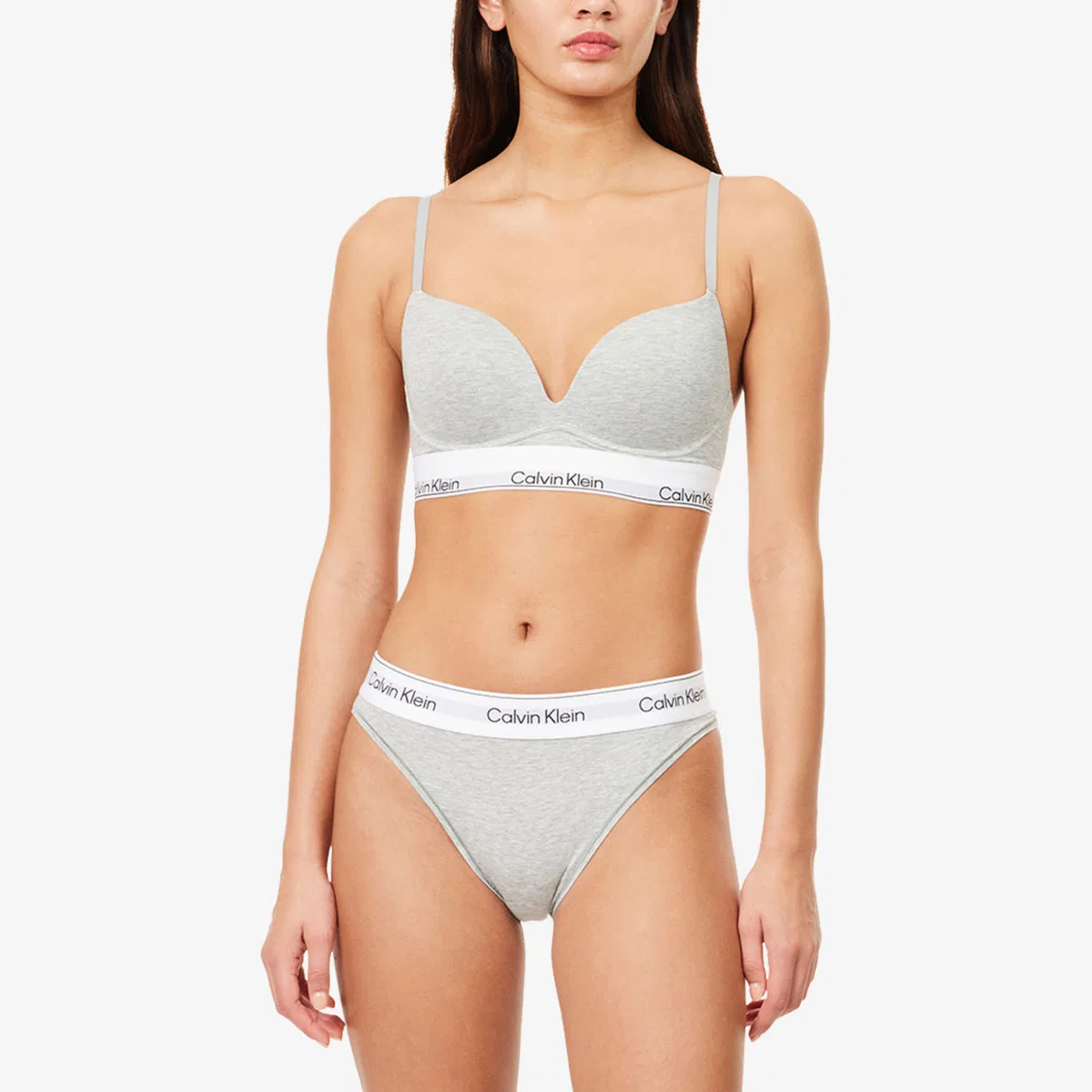 Трусики-танга icon из смеси хлопка и модала Calvin Klein, серый — фото 2