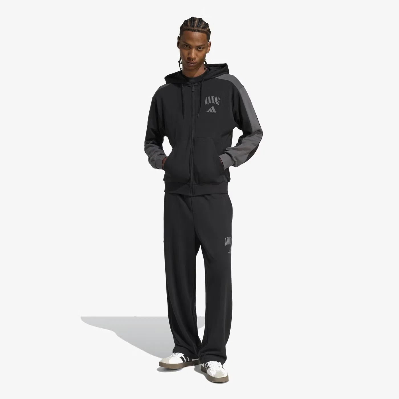 Толстовка на молнии с капюшоном из футера Collegiate Adidas, черный — фото 4