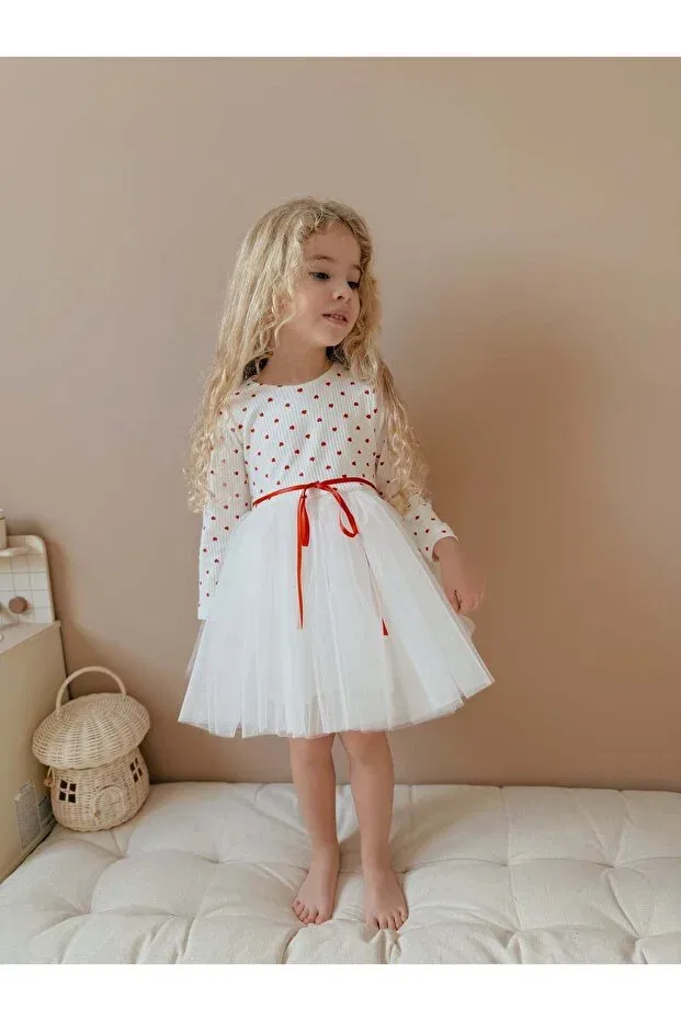 Детское платье для девочек с длинным рукавом Linola Baby Kids, Ecru — фото 3