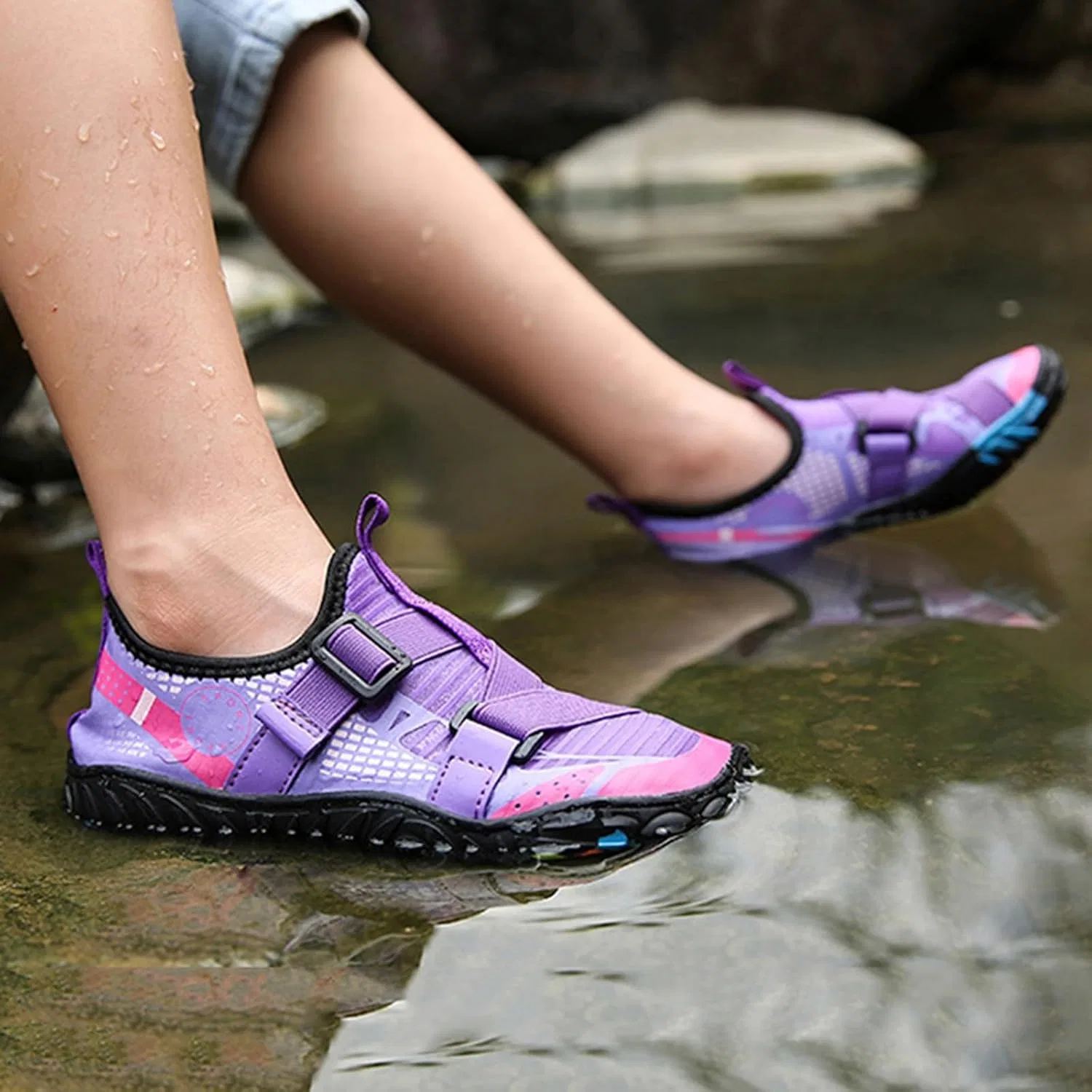 Детские дышащие кроссовки с регулировкой для мальчиков и девочек, Purple — фото 2