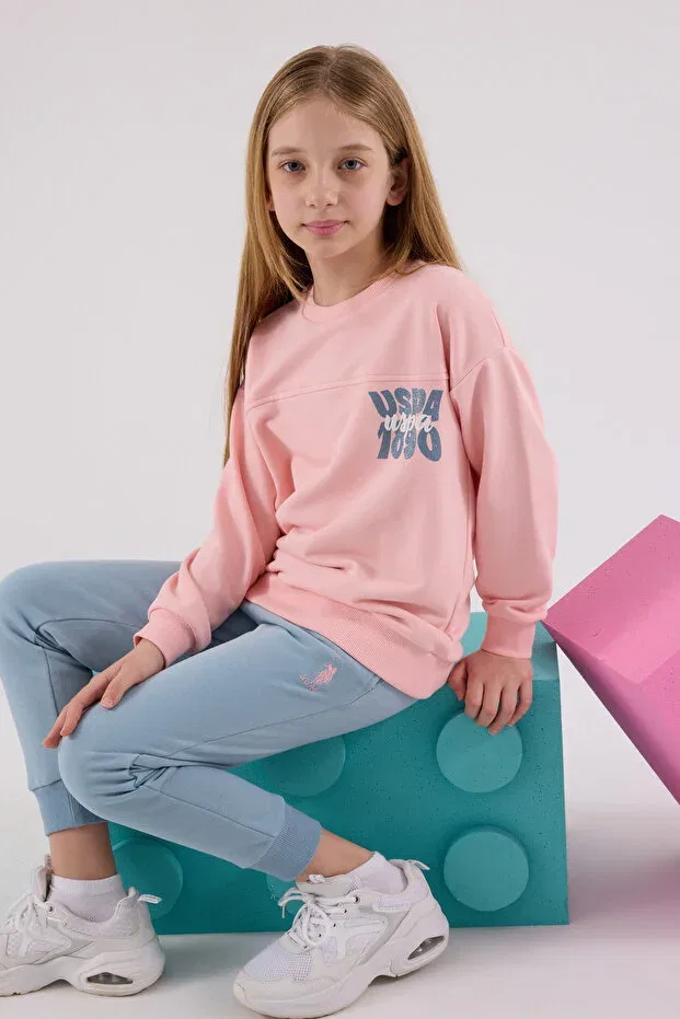 Детский комплект для девочек с вышивкой U.S. Polo Assn., Light Pink — фото 3