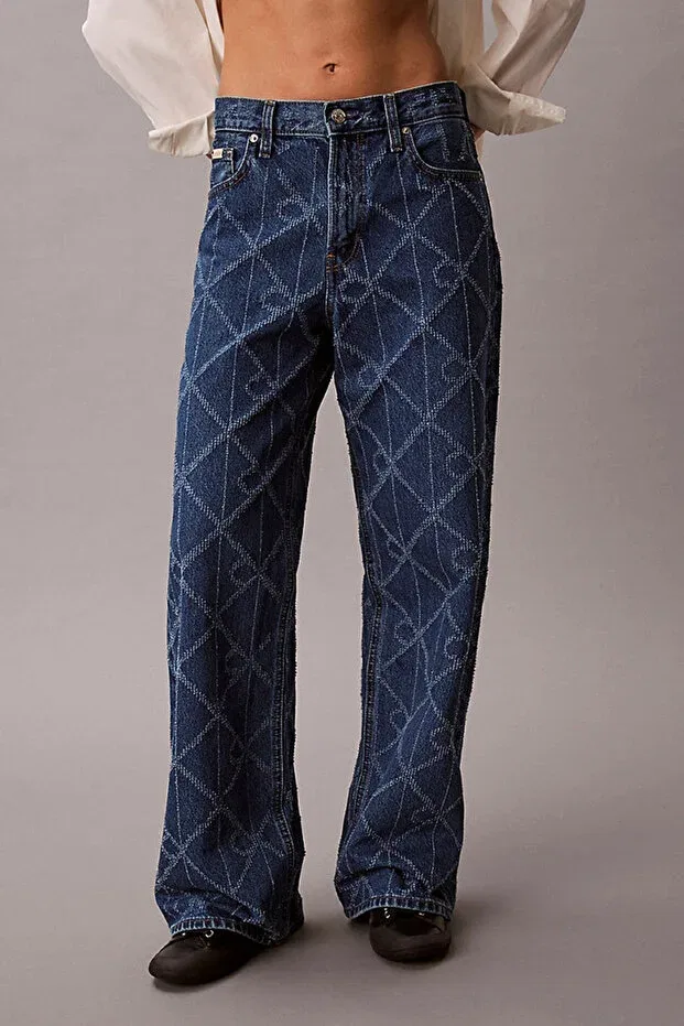 Женские джинсы свободного кроя с графическим принтом Calvin Klein, Blue — фото 2