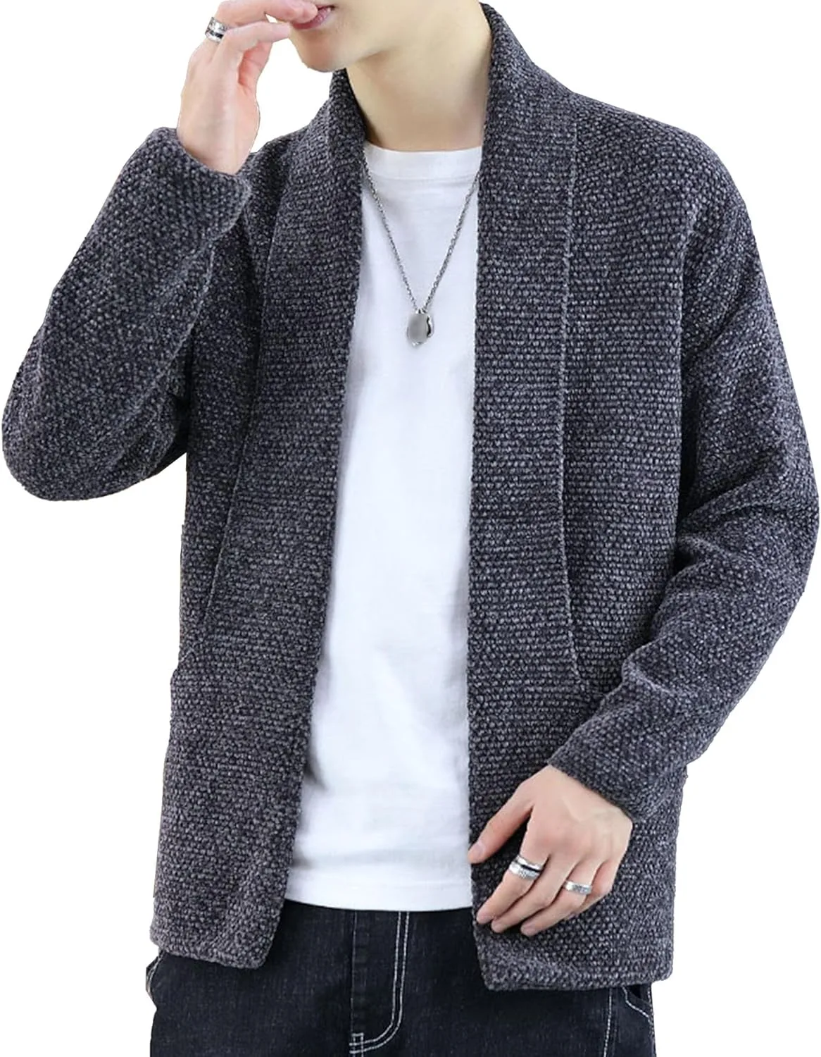 

Мужской кардиган с длинными рукавами и боковыми карманами JEShifangjiusu