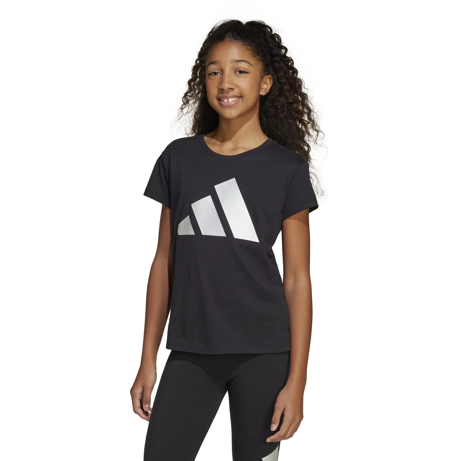 Футболка для девочек с коротким рукавом Adidas, черный — фото 3