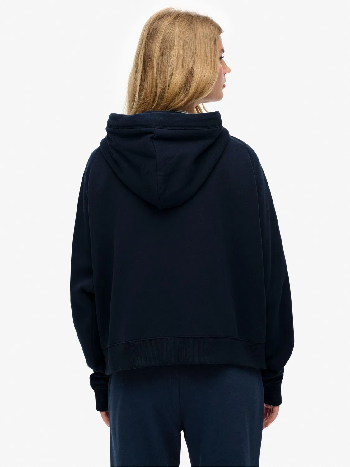 Худи с капюшоном, реглан, оверсайз, Essential Logo Superdry, синий — фото 3