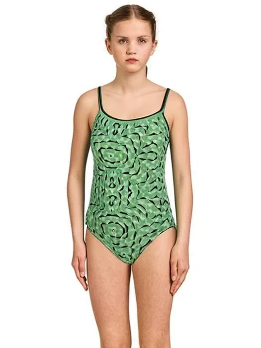 Детский купальник для девочек с принтом Green Optik Dolfin, Grun Fluoreszierendes Grun — фото 4