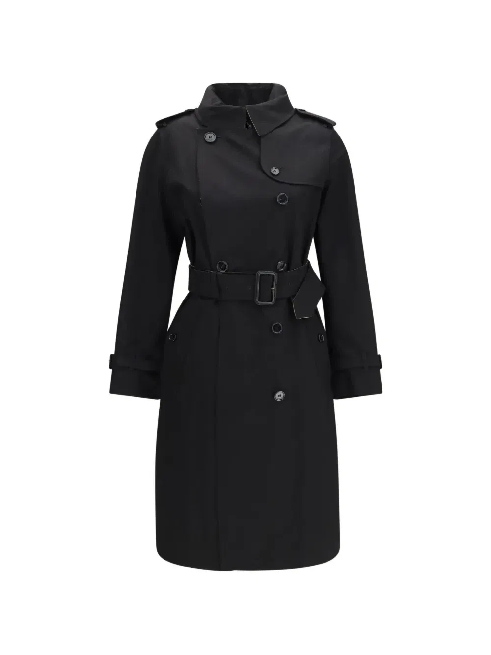 Длинный габардиновый тренч Lakefield BURBERRY, черный