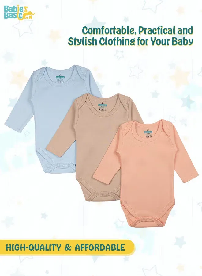 Боди-комбинезон с длинным рукавом комплект 3 шт Babies Basic, синий — фото 2