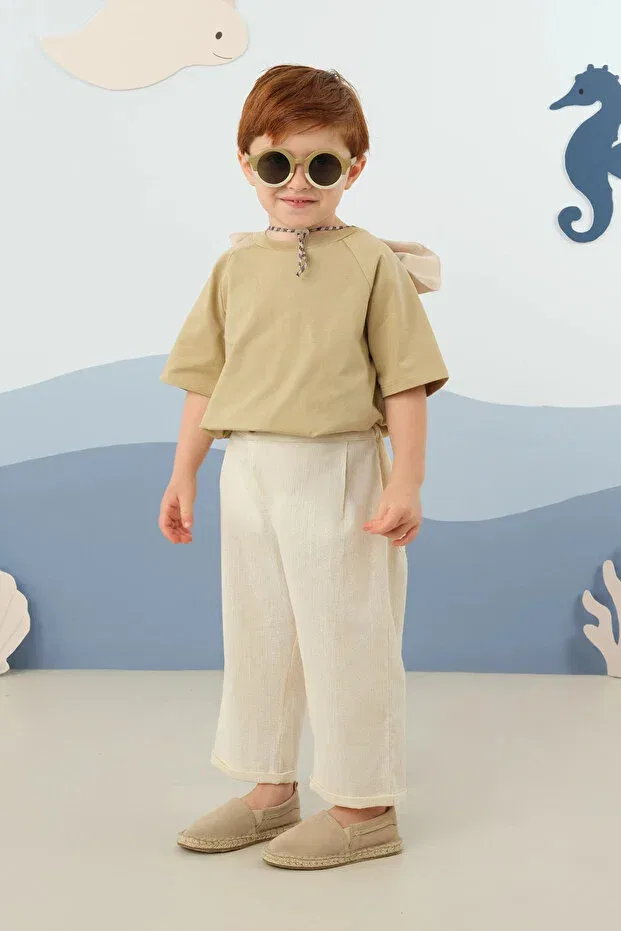 Детские брюки для девочек широкие Buldan trousers Mioma Kids, Stone — фото 2